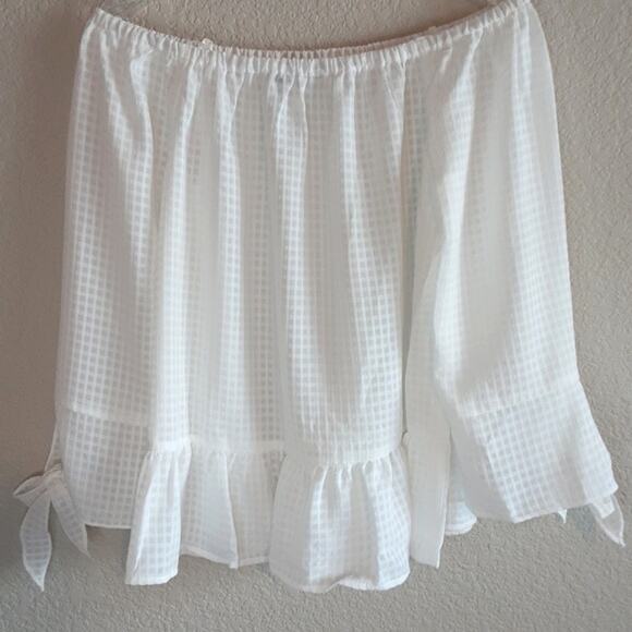 Anthropologie Doe & Rae NEW White Peplum White Off Shoulder Ruffled Top M - Picture 6 of 12